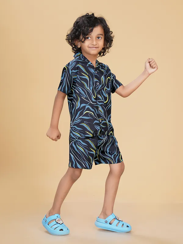 Navy_Blue_Waves_Print_Rayon_Coord_Set_for_Boys