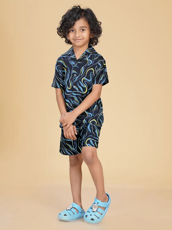 Navy_Blue_Waves_Print_Rayon_Coord_Set_for_Boys
