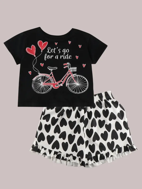 Tshirt_With_Shorts_Set_-Black_Cycle_for_Girls