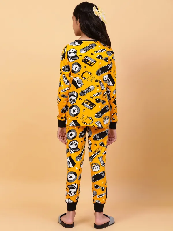 100%_Cotton_Knit_Full_Sleeves_Street_Style_Print_Night_Suit-Yellow