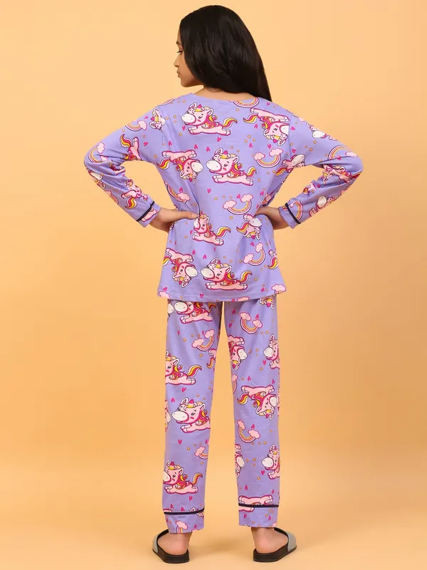 100%_Cotton_Full_Sleeves_Unicorn_Print_Night_Suit_-Mauve