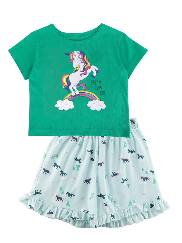 T_Shirt_With_Shorts_Set_Blue_Unicorn_Print_for_Girls