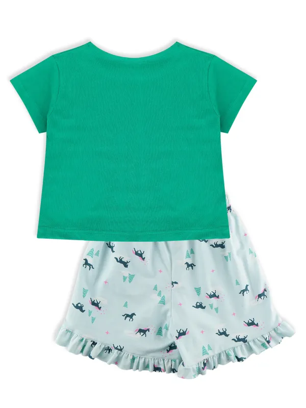 T_Shirt_With_Shorts_Set_Blue_Unicorn_Print_for_Girls