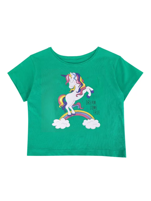 T_Shirt_With_Shorts_Set_Blue_Unicorn_Print_for_Girls