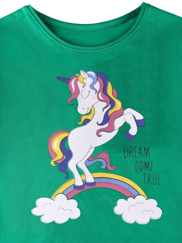 T_Shirt_With_Shorts_Set_Blue_Unicorn_Print_for_Girls
