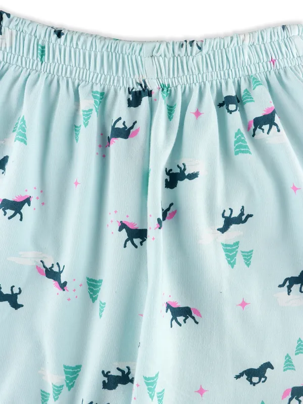 T_Shirt_With_Shorts_Set_Blue_Unicorn_Print_for_Girls