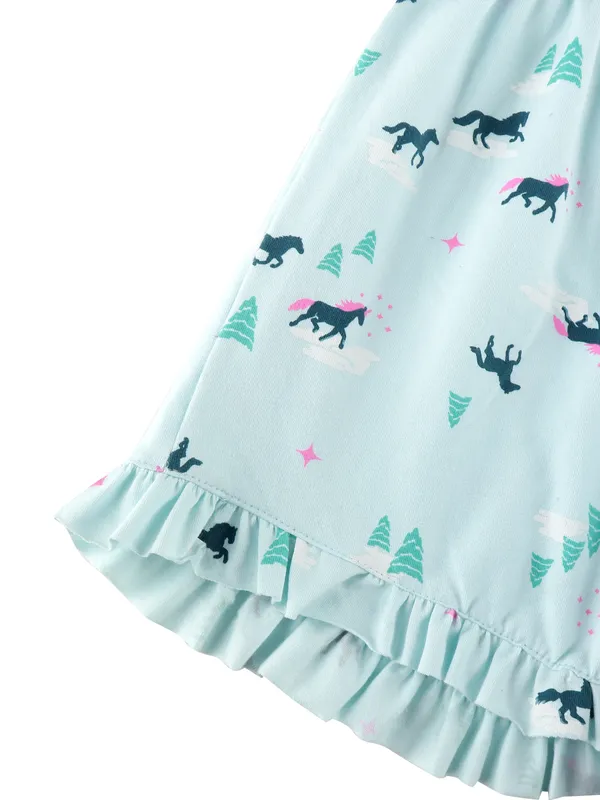 T_Shirt_With_Shorts_Set_Blue_Unicorn_Print_for_Girls