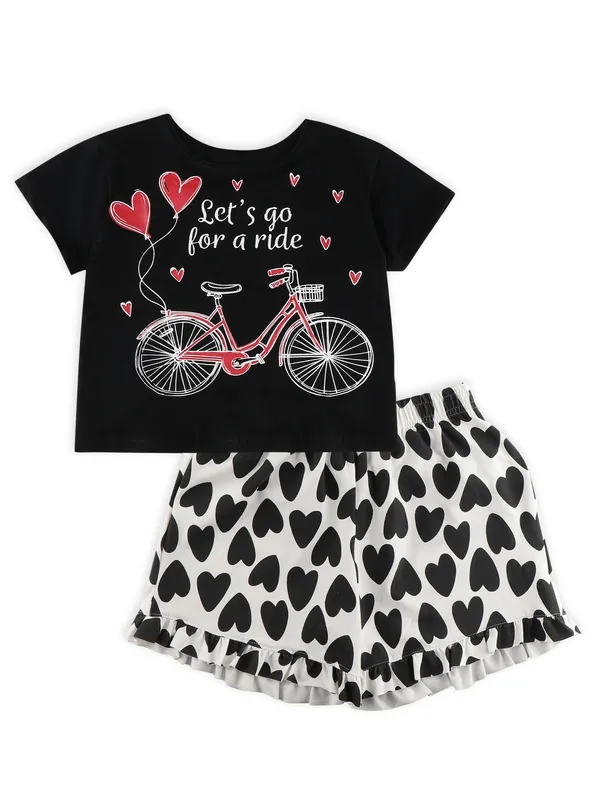Tshirt_With_Shorts_Set_-Black_Cycle_for_Girls