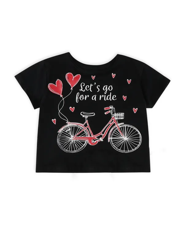 Tshirt_With_Shorts_Set_-Black_Cycle_for_Girls