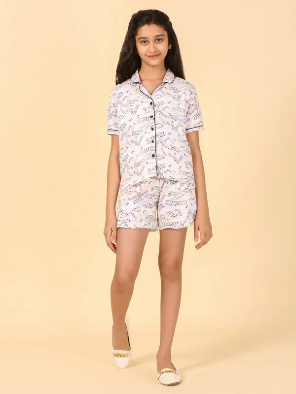 Cotton_Knit_Half_Sleeves_Text_Print_Night_Suit_-Multicolor