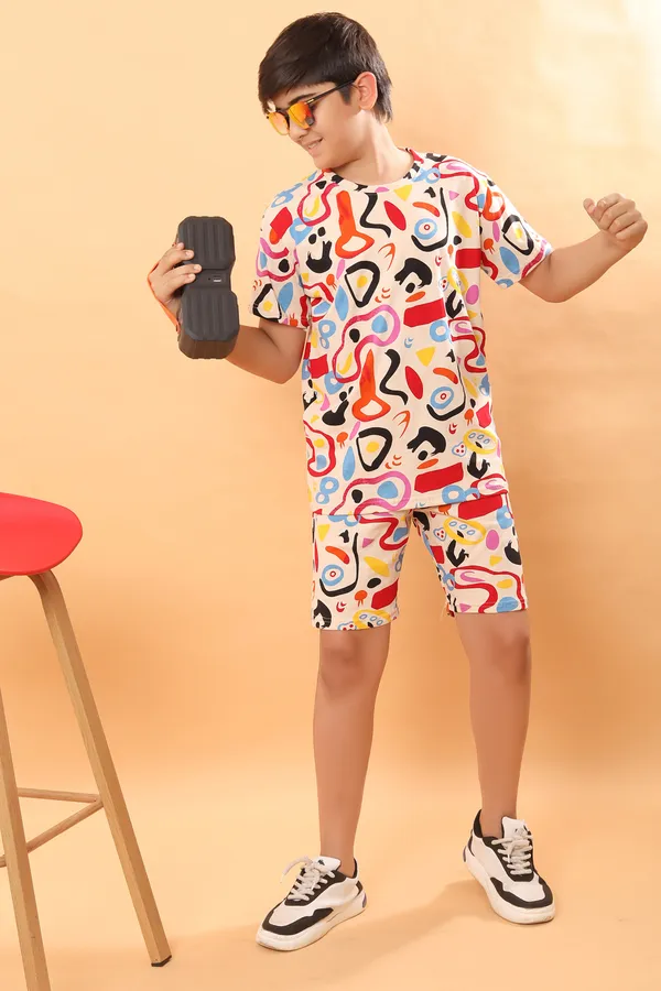 Cotton_Coord_Set_With_Shorts-Abstract_Beige_for_Boys