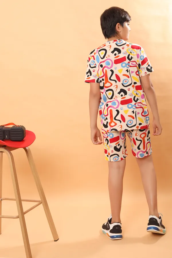 Cotton_Coord_Set_With_Shorts-Abstract_Beige_for_Boys