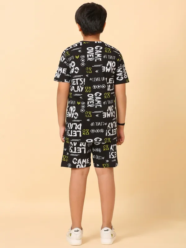 Game_On_Print_Coord_Set_With_T-Shirt_&_Shorts-Black_for_Boys