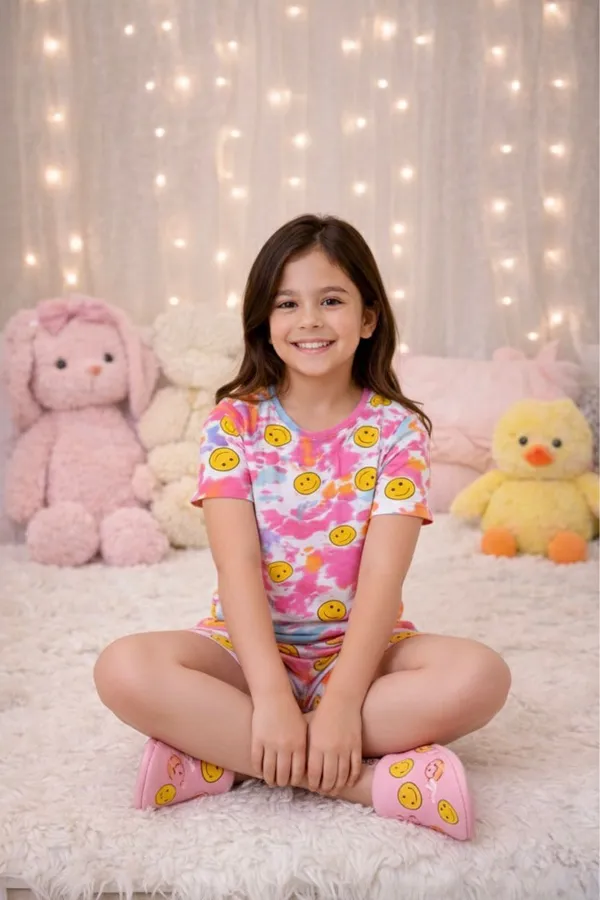 Smiley_Printed_Co_Ord_Set_Top_With_Shorts_for_Girls