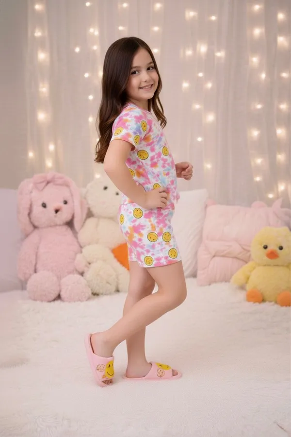 Smiley_Printed_Co_Ord_Set_Top_With_Shorts_for_Girls