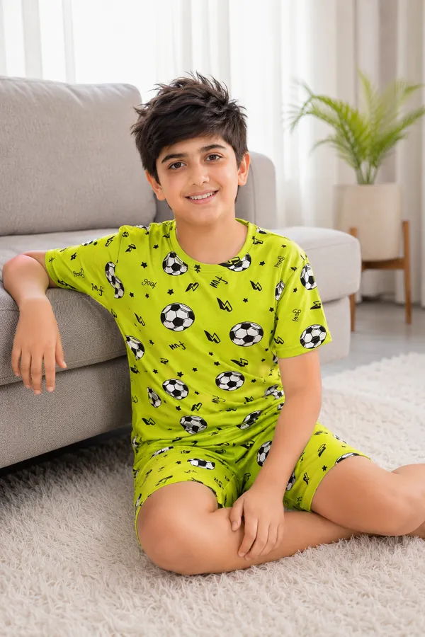 Cotton_Coord_Set_With_Shorts-Football_Print_for_Boys