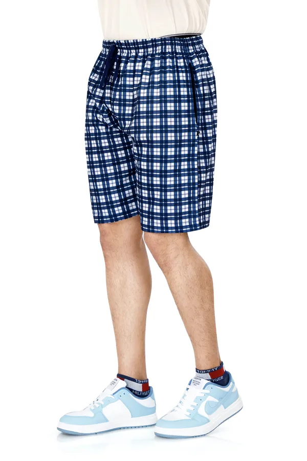 Blue_Checkered_Cotton_Long_Shorts_For_Men