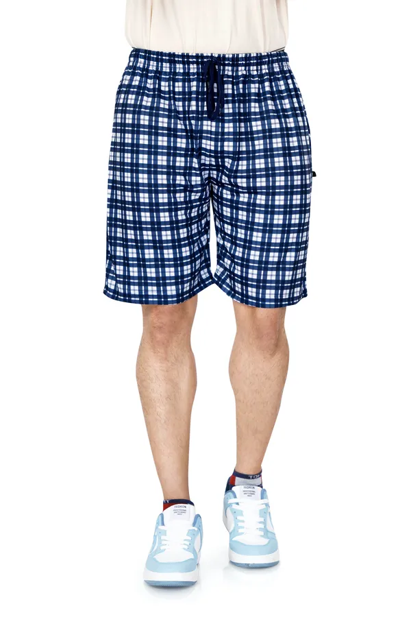 Blue_Checkered_Cotton_Long_Shorts_For_Men
