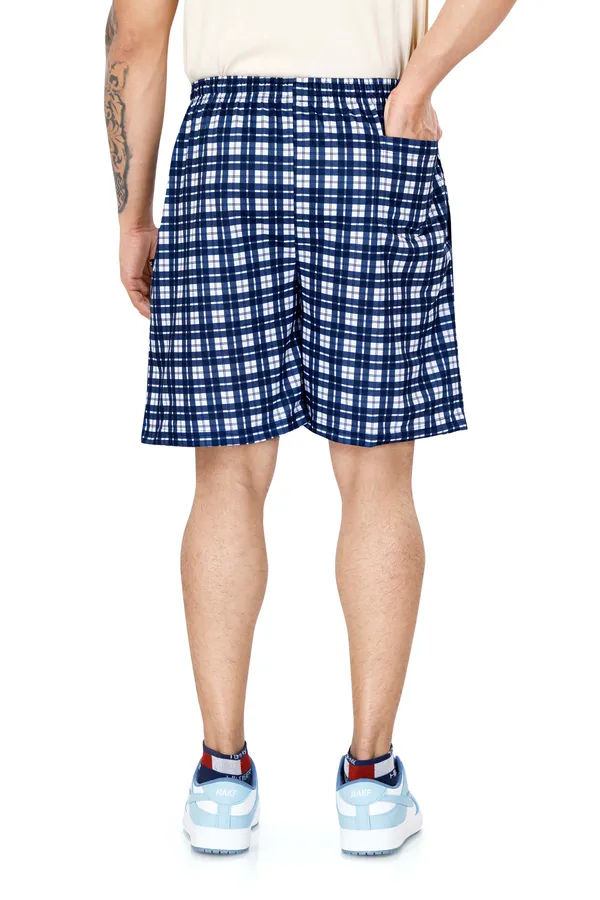 Blue_Checkered_Cotton_Long_Shorts_For_Men