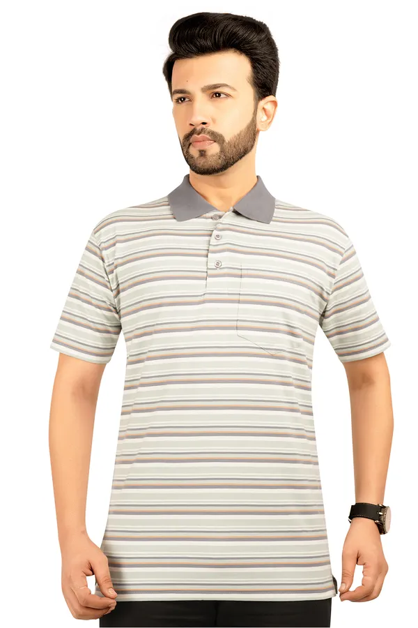 Multicolour_Polo_Neck_Half_Sleeve_T-Shirt_With_Pocket_For_Men