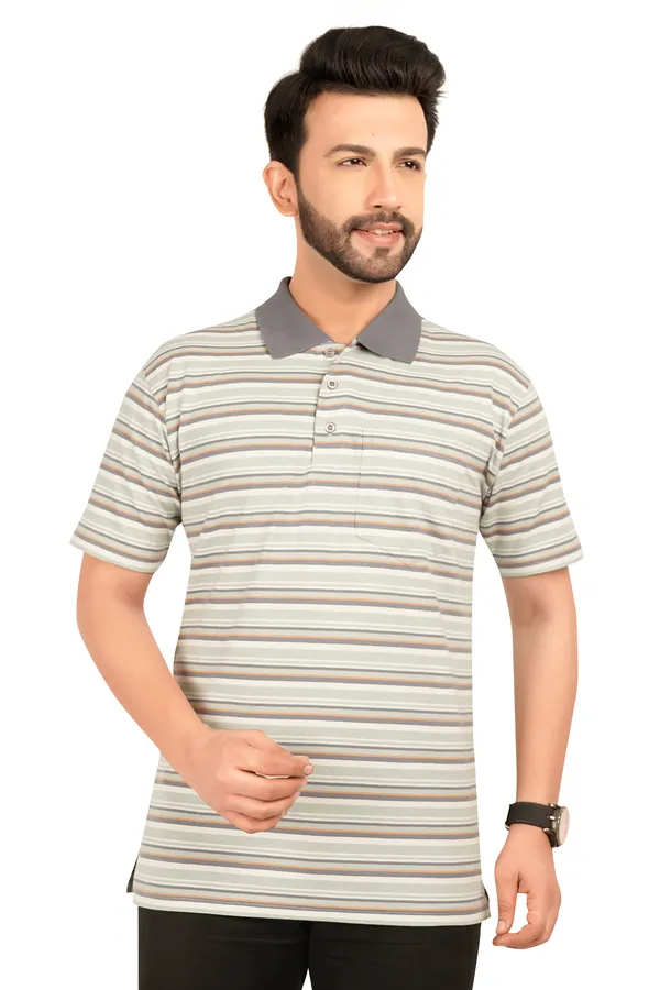 Multicolour_Polo_Neck_Half_Sleeve_T-Shirt_With_Pocket_For_Men