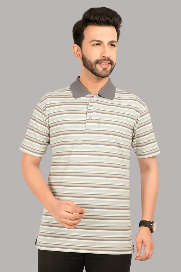 Multicolour_Polo_Neck_Half_Sleeve_T-Shirt_With_Pocket_For_Men
