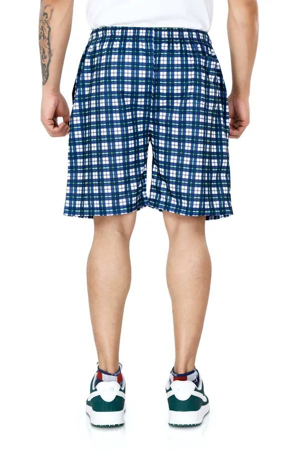 Blue_&_Yellow_Checkered_Cotton_Long_Shorts_For_Men
