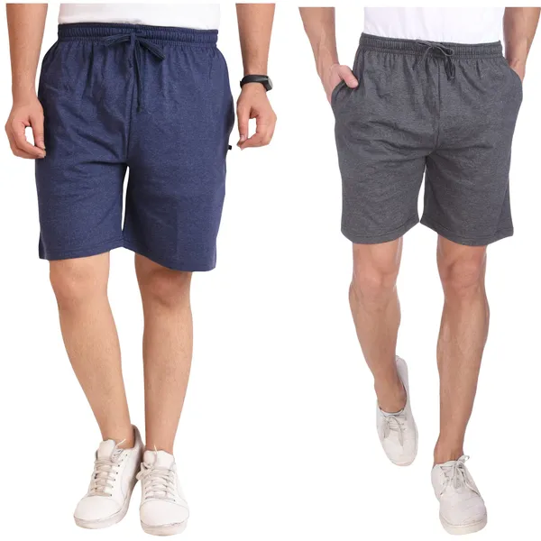 Cotton_Long_Shorts_Combo_For_Men_(Denim_and_Carbon