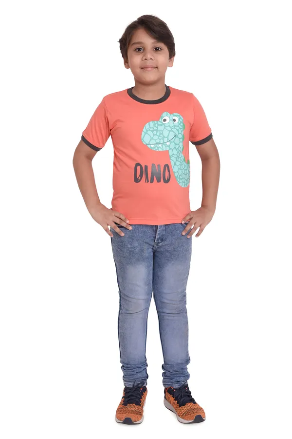 Neo_Garments_Kid's_Unisex_Round_Neck_Cotton_T-Shirt_|Dino