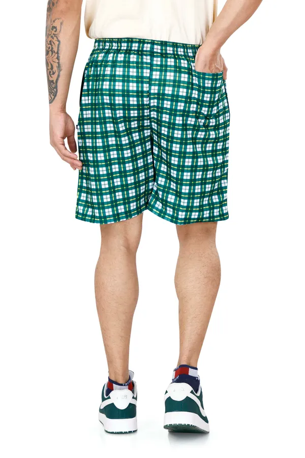 Green_&_Yellow_Checkered_Cotton_Long_Shorts_For_Men