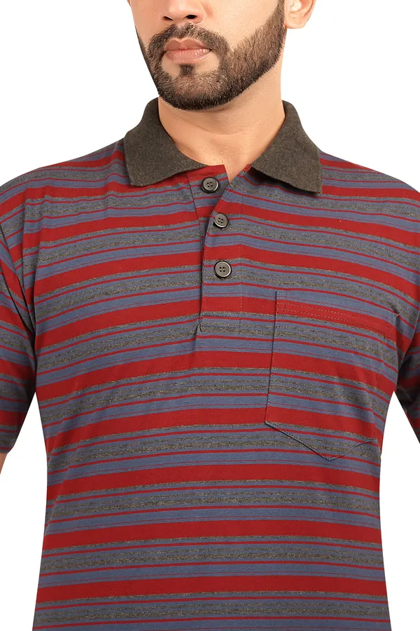 Multicolour_Polo_Neck_Half_Sleeve_T-Shirt_With_Pocket_For_Men