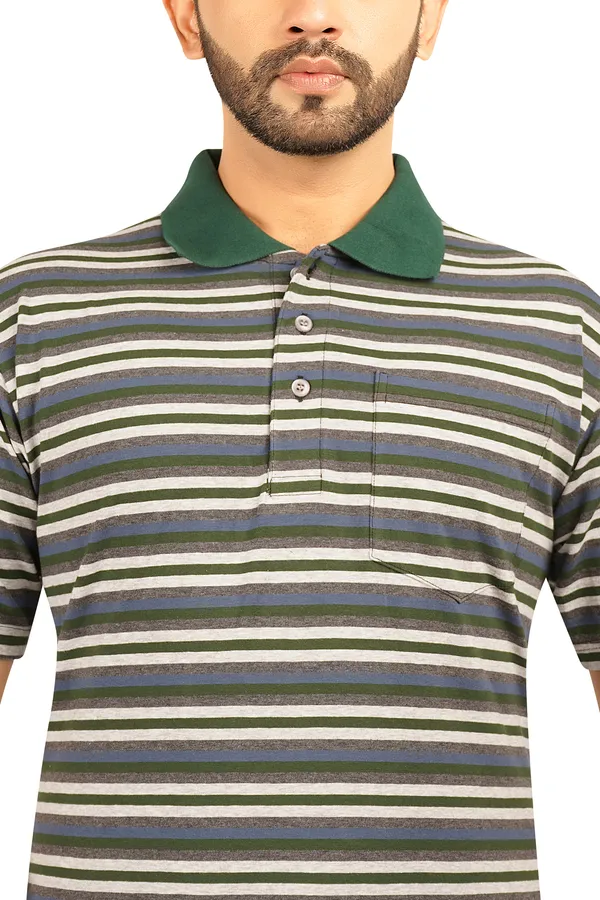 Green_Polo_Neck_Half_Sleeve_T-Shirt_With_Pocket_For_Men