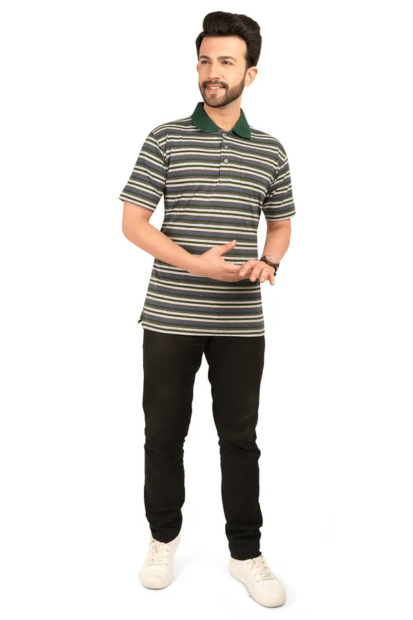 Green_Polo_Neck_Half_Sleeve_T-Shirt_With_Pocket_For_Men