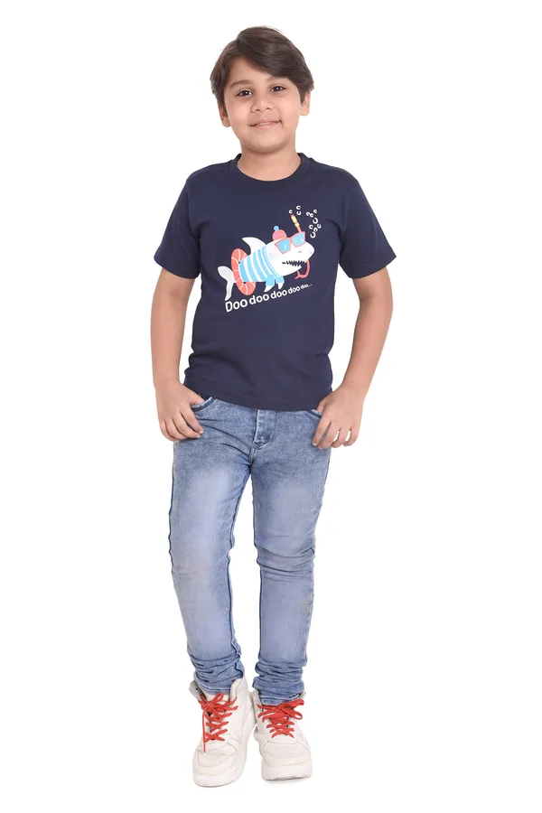 Neo_Garments_Kid's_Unisex_Round_Neck_Cotton_T-Shirt_|Shark_do_do_do