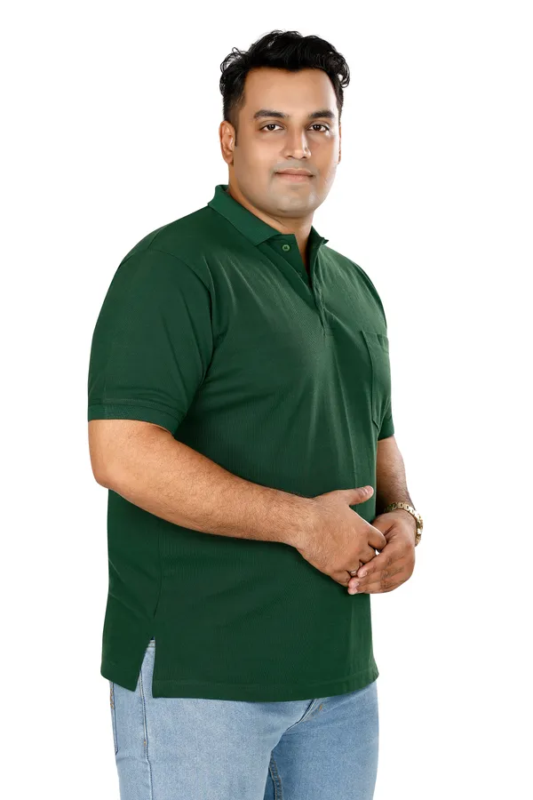 Solid_Bottle_Green_Polo_Neck_Half_Sleeve_T-Shirt_With_Pocket_For_Men