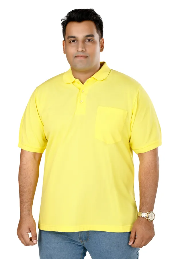 Solid_Yellow_Polo_Neck_Half_Sleeve_T-Shirt_With_Pocket_For_Men