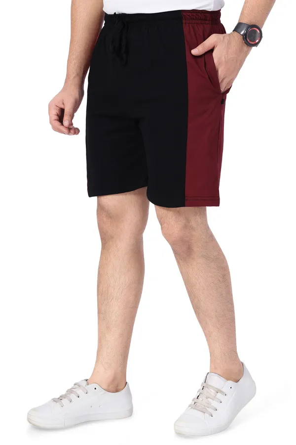 Black_&_Maroon_Cotton_Long_Shorts_For_Men