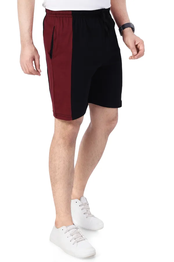 Black_&_Maroon_Cotton_Long_Shorts_For_Men