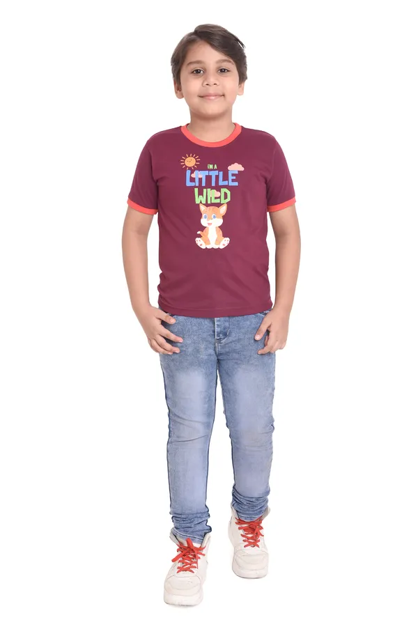 Neo_Garments_Kid's_Unisex_Round_Neck_Cotton_T-Shirt_|I_am_Little_Wild
