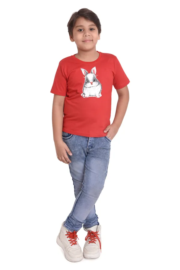 Neo_Garments_Kid's_Unisex_Round_Neck_Cotton_T-Shirt_|Bunny