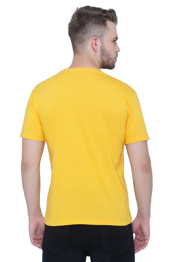Yellow_Round_Neck_Printed_Half_Sleeve_T-Shirt_For_Men