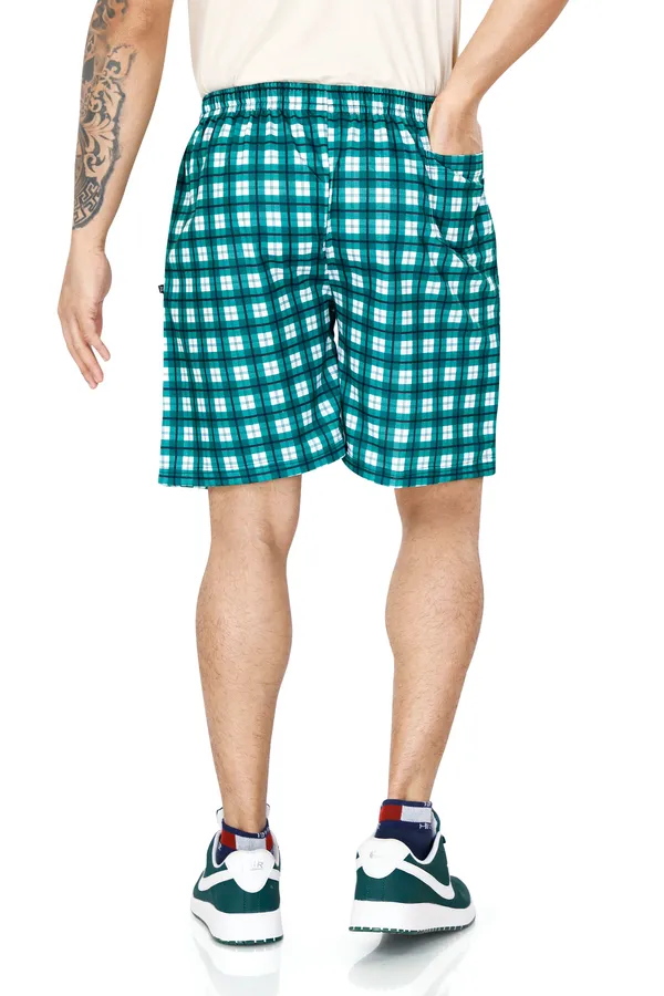 Green_&_Black_Checkered_Cotton_Long_Shorts_For_Men