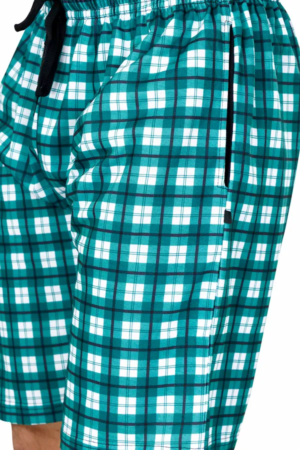 Green_&_Black_Checkered_Cotton_Long_Shorts_For_Men