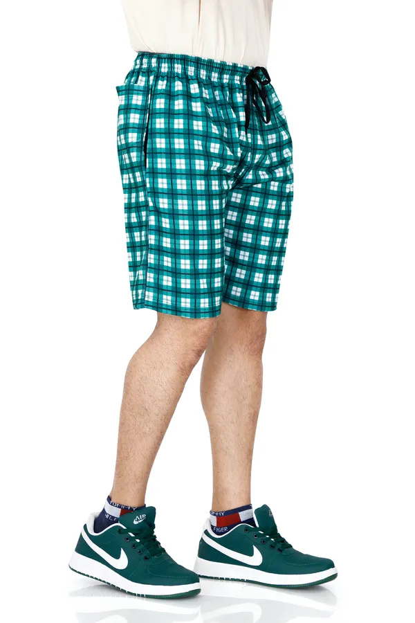 Green_&_Black_Checkered_Cotton_Long_Shorts_For_Men