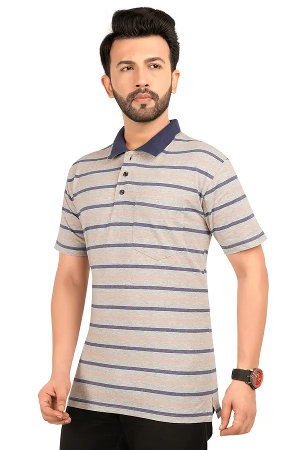 Grey_Polo_Neck_Half_Sleeve_T-Shirt_With_Pocket_For_Men