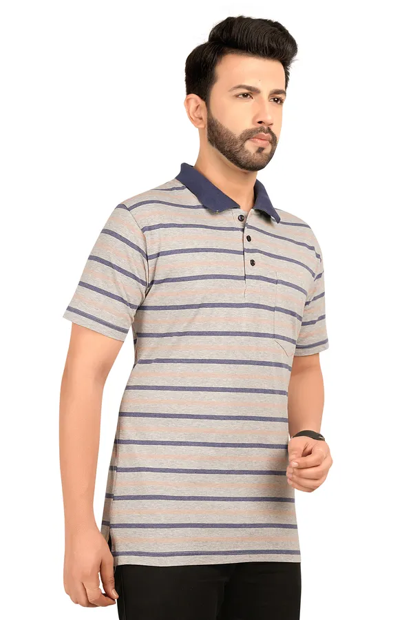 Grey_Polo_Neck_Half_Sleeve_T-Shirt_With_Pocket_For_Men