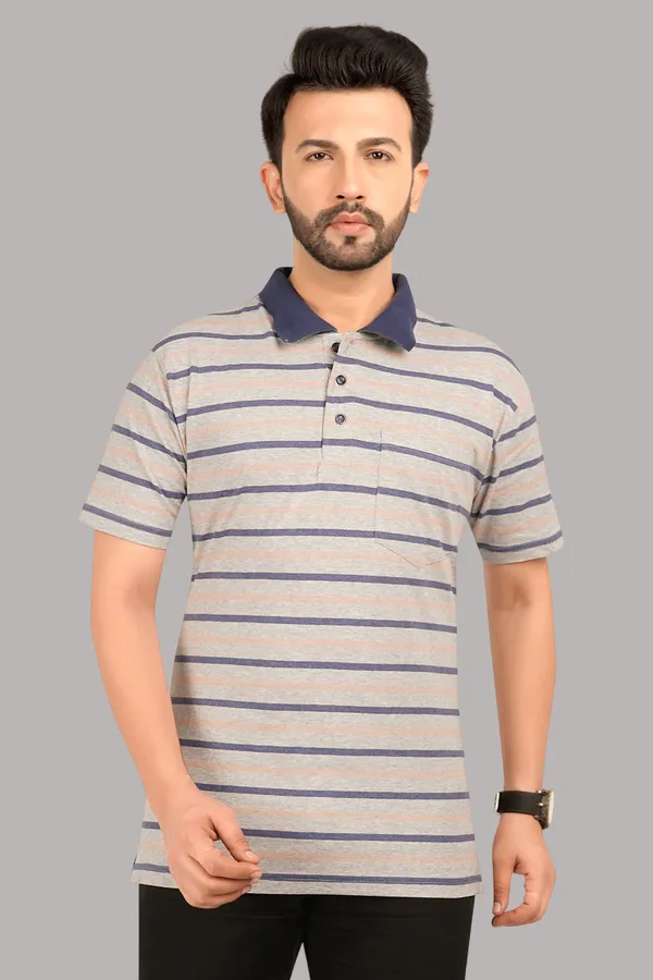 Grey_Polo_Neck_Half_Sleeve_T-Shirt_With_Pocket_For_Men