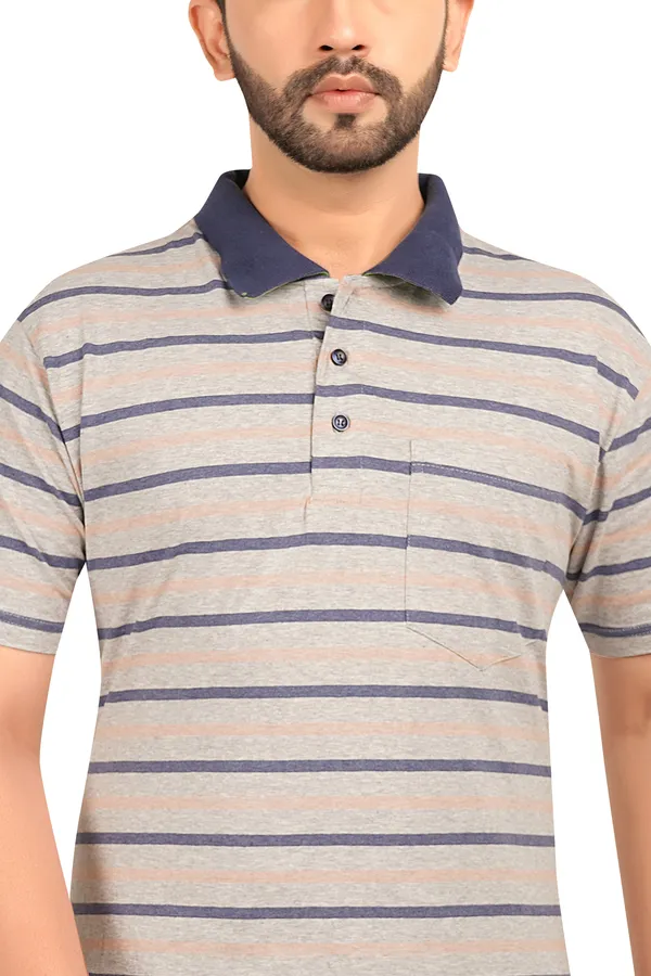 Grey_Polo_Neck_Half_Sleeve_T-Shirt_With_Pocket_For_Men
