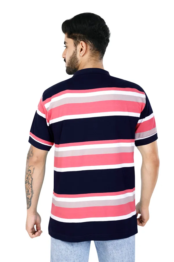 Multicolour_Polo_Neck_Half_Sleeve_T-Shirt_With_Pocket_For_Men
