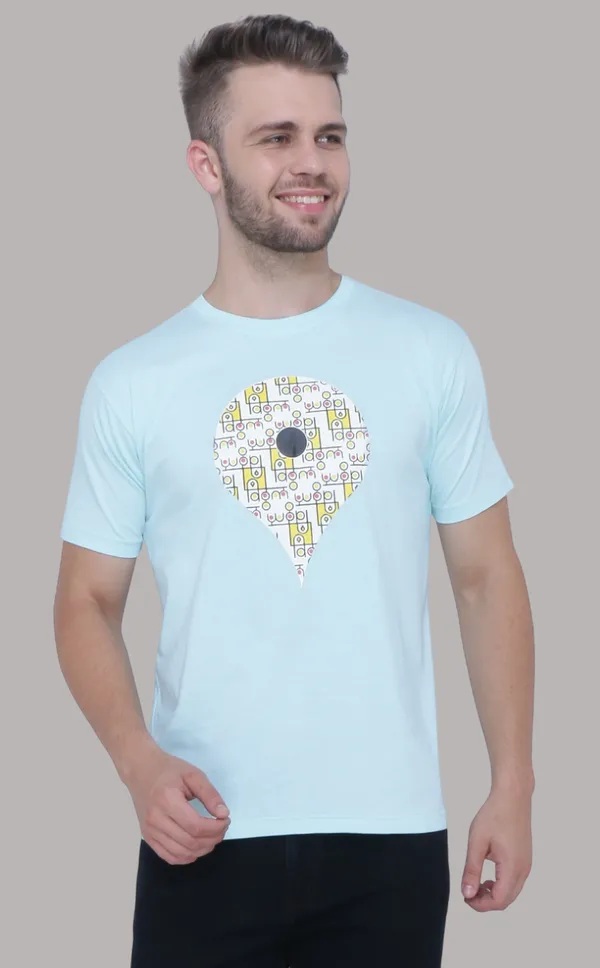 Sky_Blue_Round_Neck_Printed_Half_Sleeve_T-Shirt_For_Men